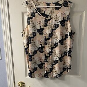 Ann Taylor Floral Sleeveless Blouse - Black and Cream